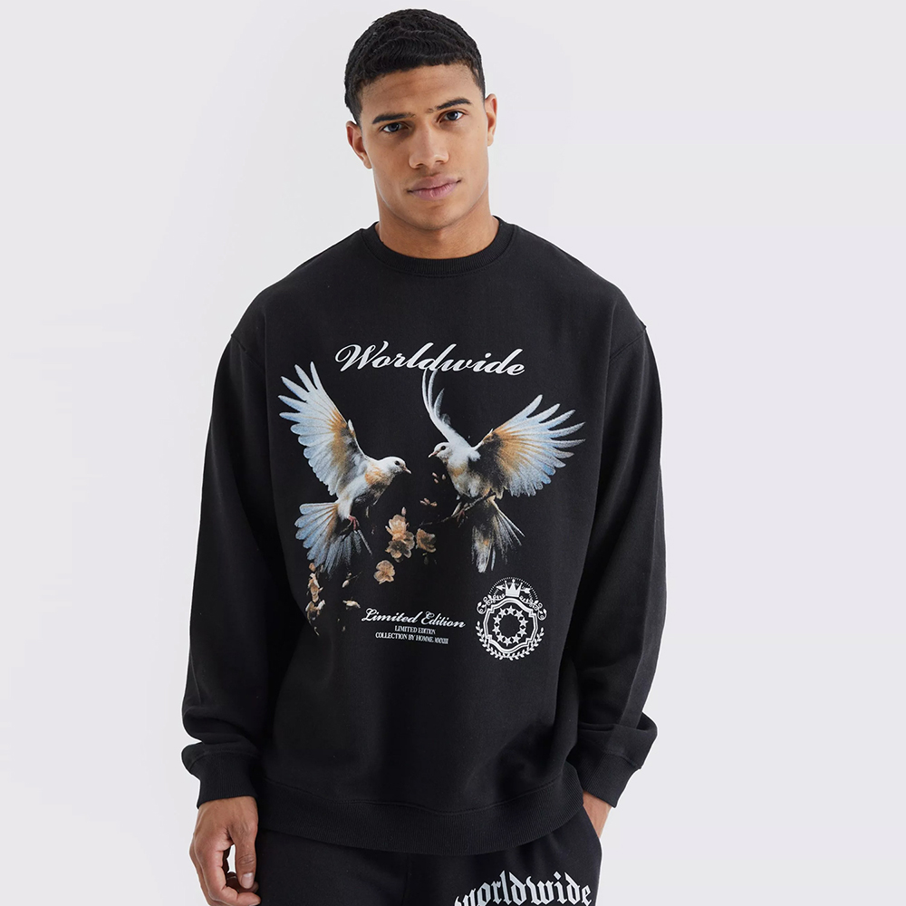 Oversized Dove Graphic Sweatshirt