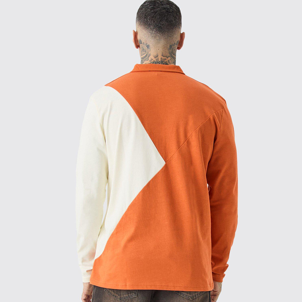 Tall Colour Block Long Sleeve Polo